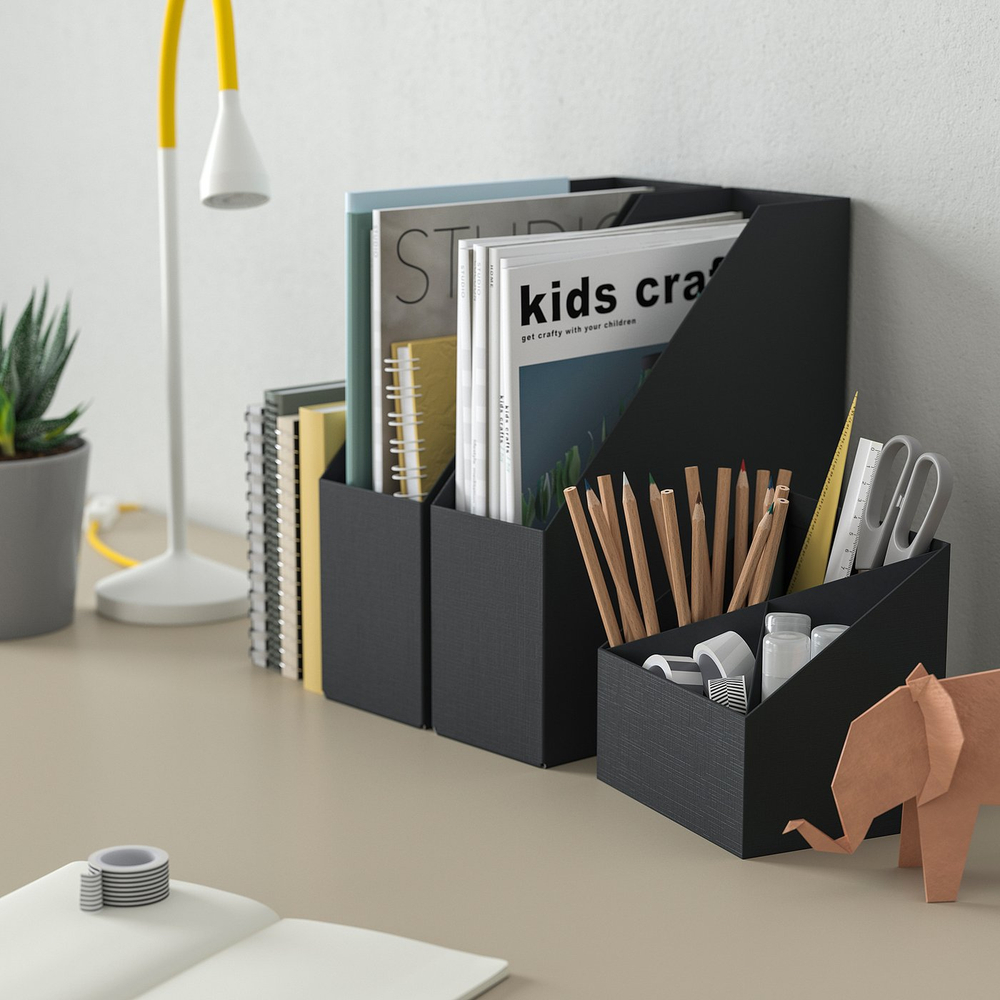 IKEA FJÄDERHARV  (ИКЕА ФЙЭДЕРХАРВ)  -  Органайзер настольный - антрацит 16x16 см