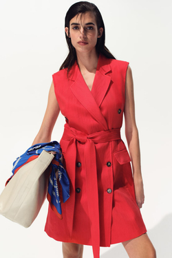 H&M Блейзер-платье из смесового лиоцелла, красный