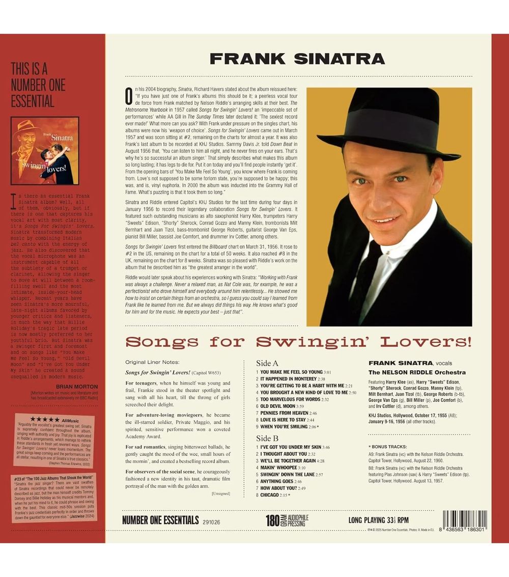 Frank Sinatra. Songs For Swingin Lovers! (LP, Number One Essential, 2025). Новая запечатанная виниловая пластинка