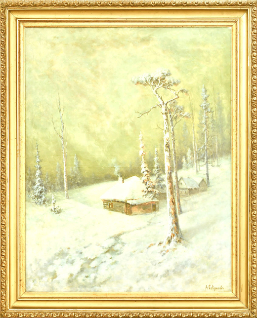 Саврасов Алексей Кондратьевич. Зимний пейзаж с избушкой. Холст, масло. Конец XIX века