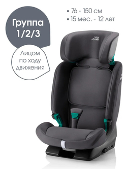 Автокресло 1/2/3 Britax Roemer EVOLVAFIX Midnight Grey, с 15 месяцев до 12 лет, (76 - 150 см), серый