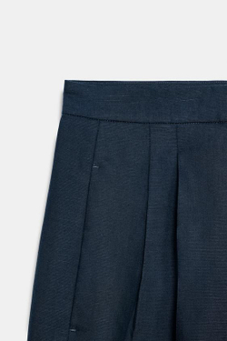 ZARA БРЮКИ ПРЯМОГО КРОЯ С ЗАЩИПАМИ — ZW COLLECTION, МОРСКОЙ СИНИЙ