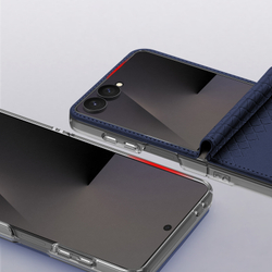 Чехол синего цвета из кожи для Samsung Galaxy Z Flip 8, серия Bril Series Case от Dux Ducis