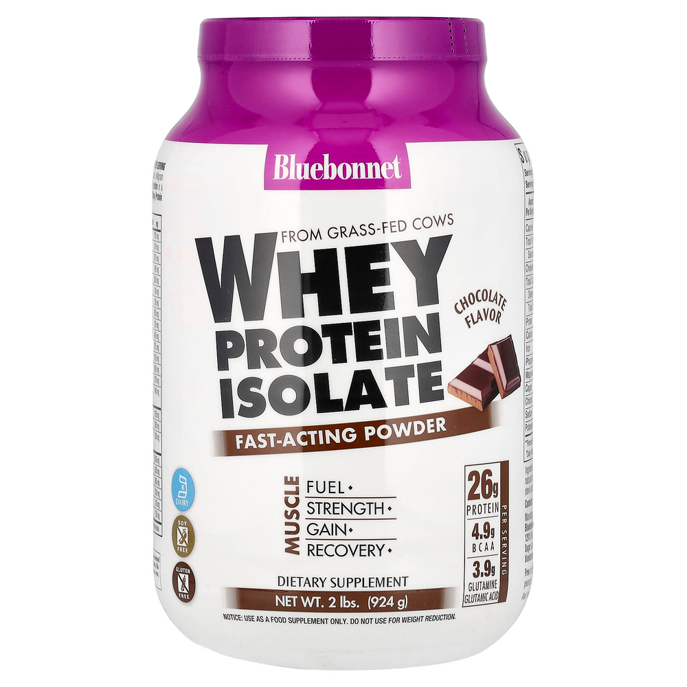 Bluebonnet Nutrition, Изолят сывороточного белка, натуральный шоколад, 924 г (2 фунта)