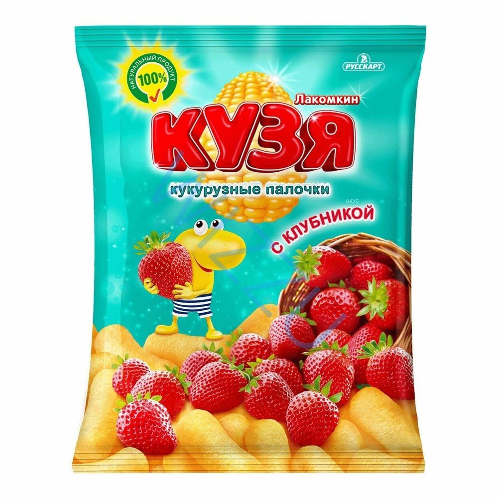 Кукурузные палочки Кузя Лакомкин со вкусом Клубники 100г