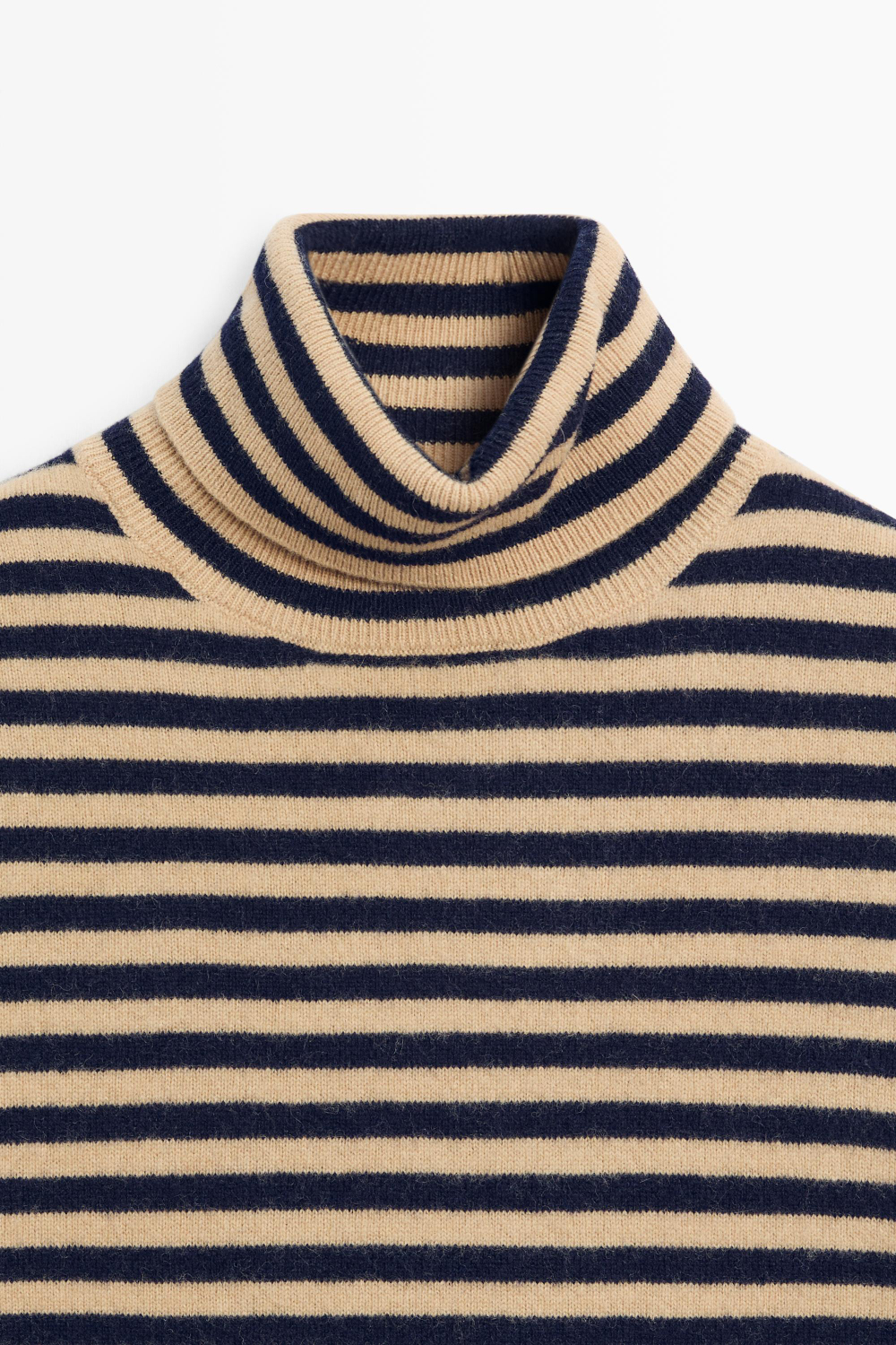 Massimo Dutti Свитер из шерсти и кашемира с высоким воротником, темно-синий