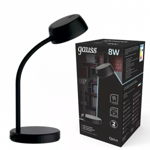 Св-к Gauss LED настольный Qplus GTL601 8W 600lm 4000K 170-265V черный диммируемый GT6012