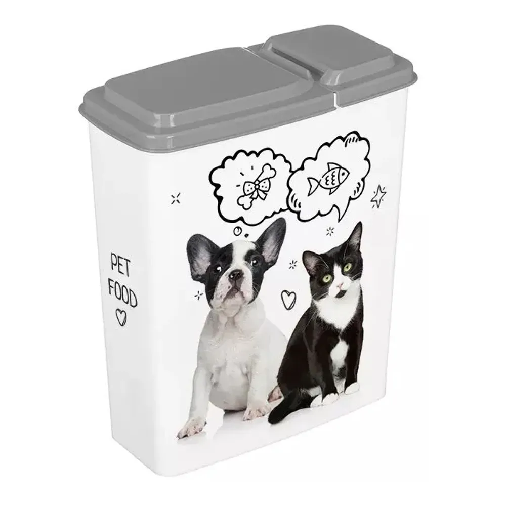 Контейнер для корма с декором lucky pet 2,3л (серый)