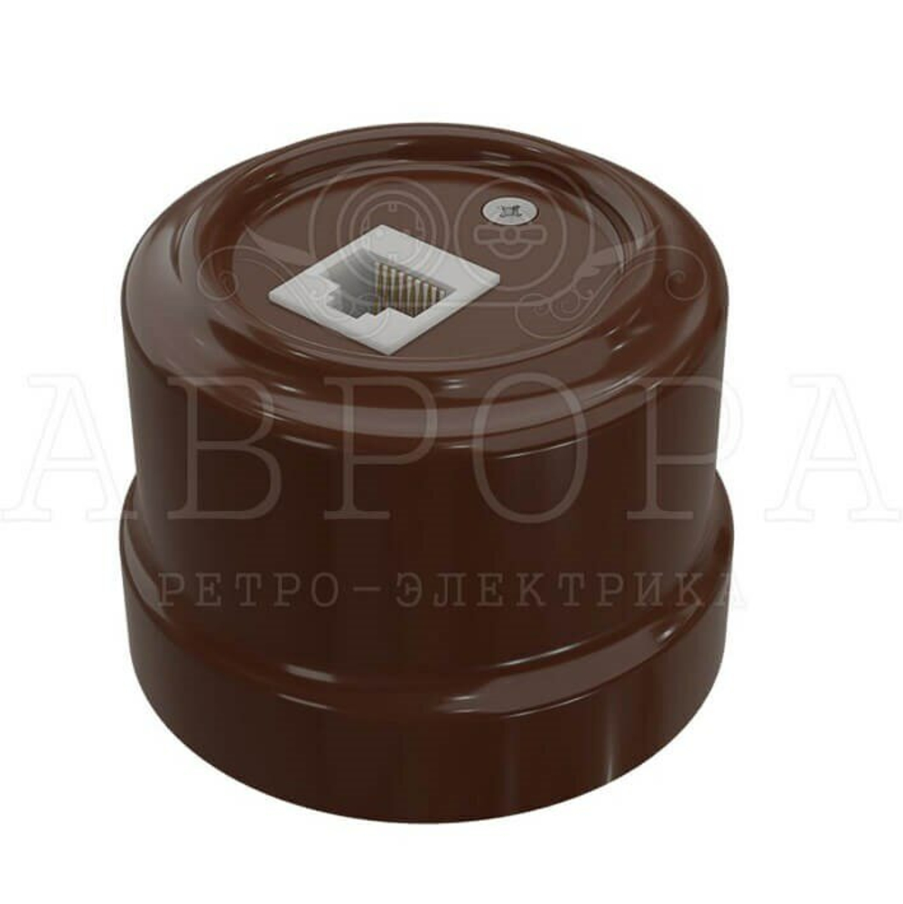 Ретро розетка для интернета RJ45, Коричневый, серия Аврора Мезонин GE70342-04 / Интернет