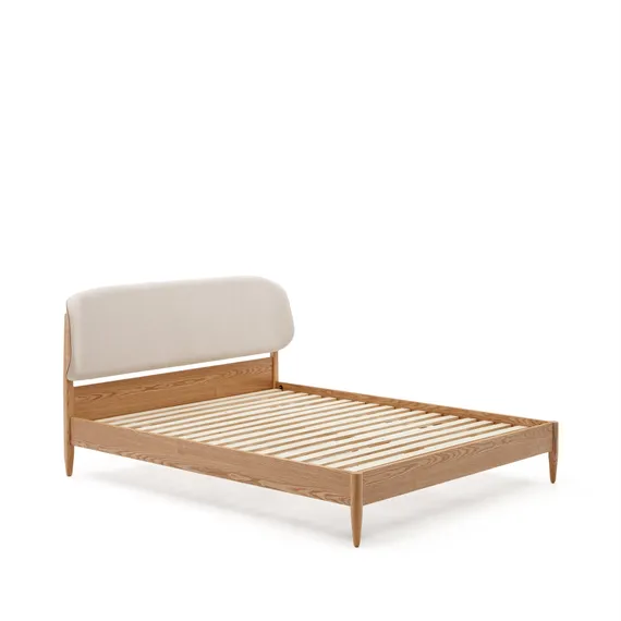 Кровать Octavia из ясеневой фанеры с белым мягким изголовьем 180x200 см