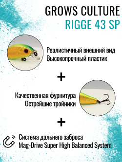 Воблер Минноу Rigge 43SP 43 мм 4 г цвет 11 Green Gold Chart