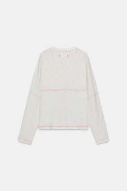 ZARA ФУТБОЛКА С КОНТРАСТНЫМИ ШВАМИ, ЖЕЛТОВАТО-БЕЛЫЙ