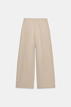 ZARA ШИРОКИЕ БРЮКИ СО СКЛАДКАМИ, ПЕСОЧНЫЙ