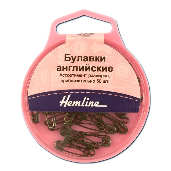 Булавки английские l=19+23 мм, ассорти, металл, черные, 250 шт, Hemline