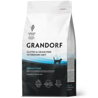 Сухой корм GRANDORF VETERINARY DIET Cat DERMATOSIS Полнорационный диетический корм для кошек с заболеваниями кожи, лосось 0,4кг