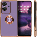 Стильный глянцевый чехол для REALME NOTE 60/60X + NARZO N61 с кольцом-подставкой и бархатной подкладкой