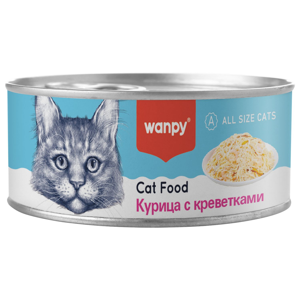 Wanpy Cat Консервы для кошек "Курица с креветками" 24 шт по 95 г