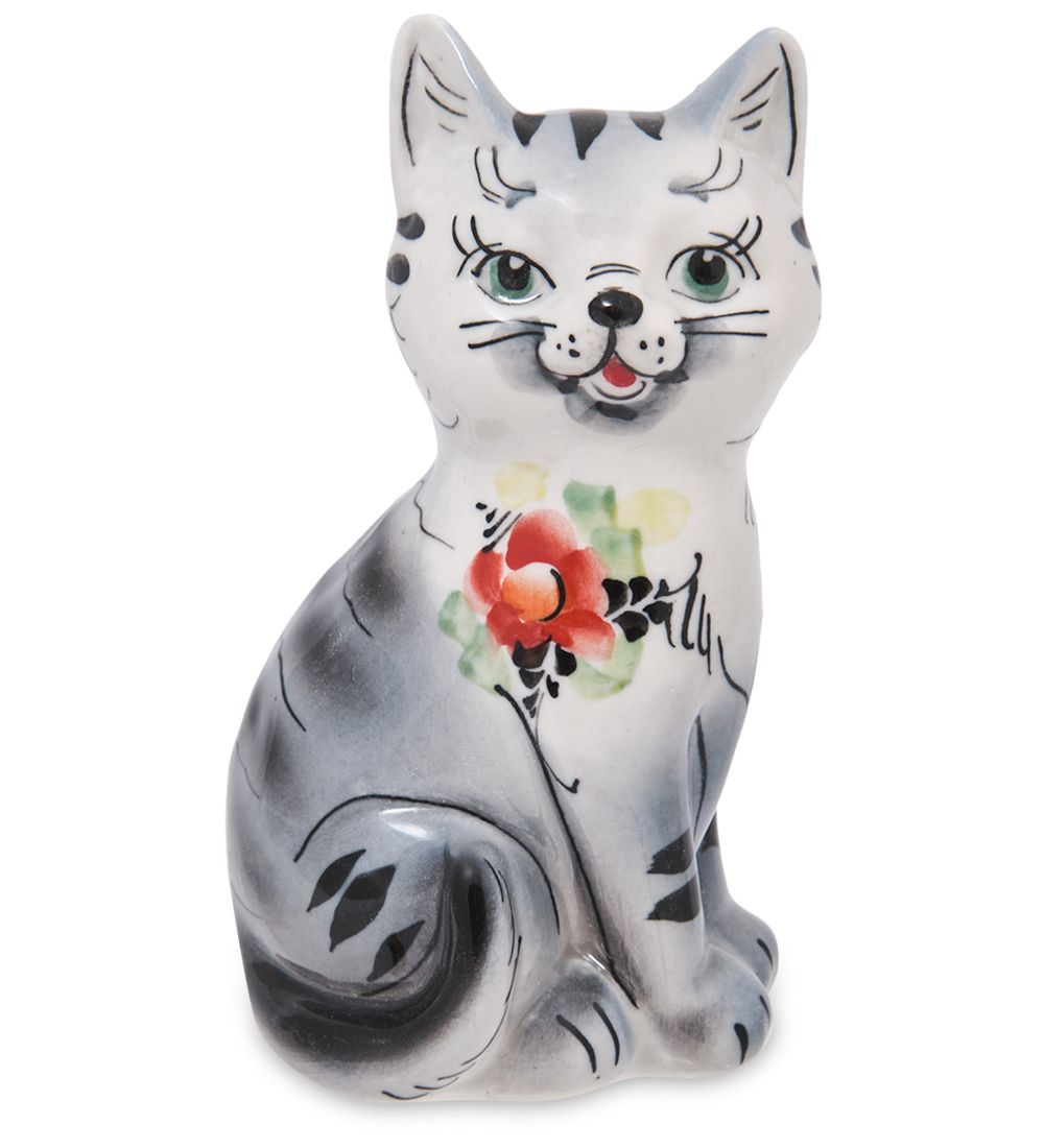 ГЛ- 093/2 Фигурка «Кошка» цв. (Гжельский фарфор)