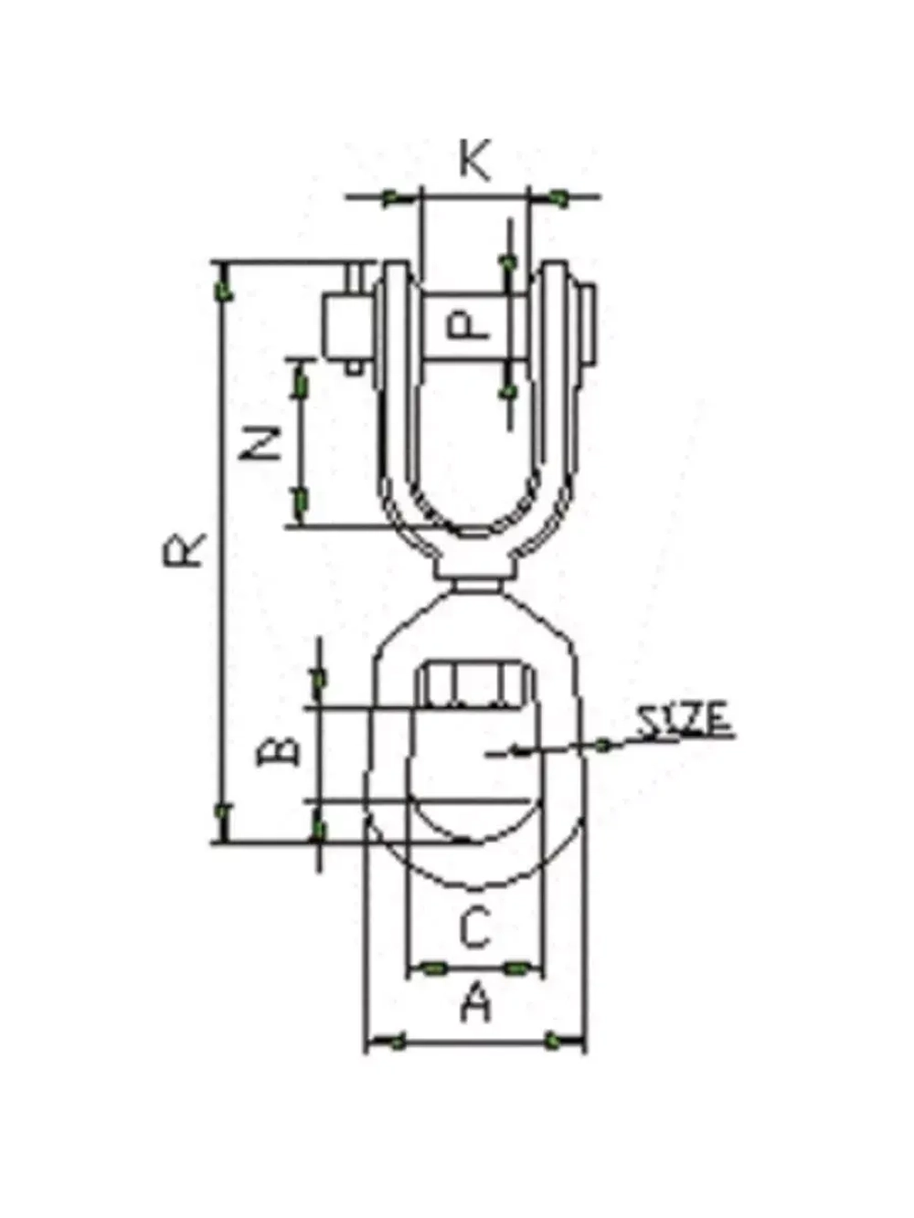 Вертлюг такелажный петля-вилка 5/8" (2358кг)