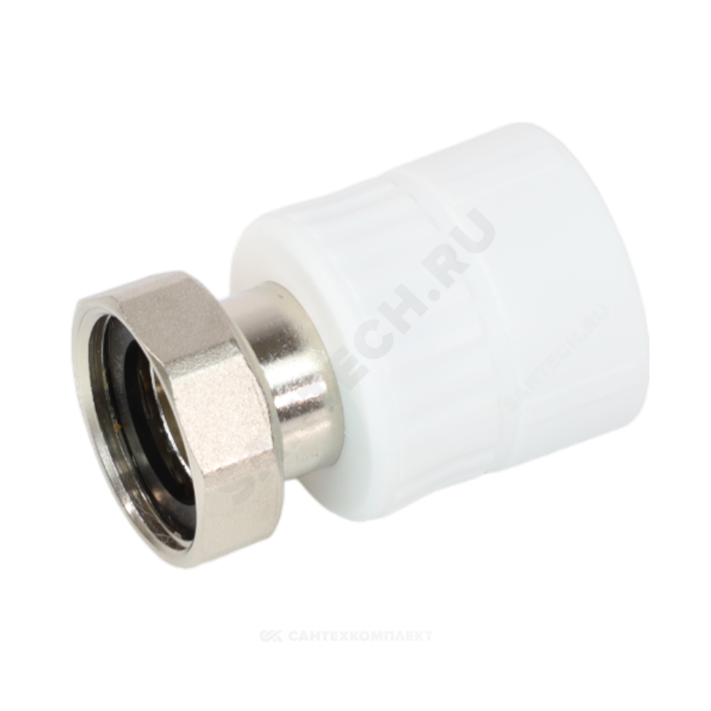 Муфта PP-R комбинированная белая Дн 20х3/4" с накидной гайкой VALFEX 10139120