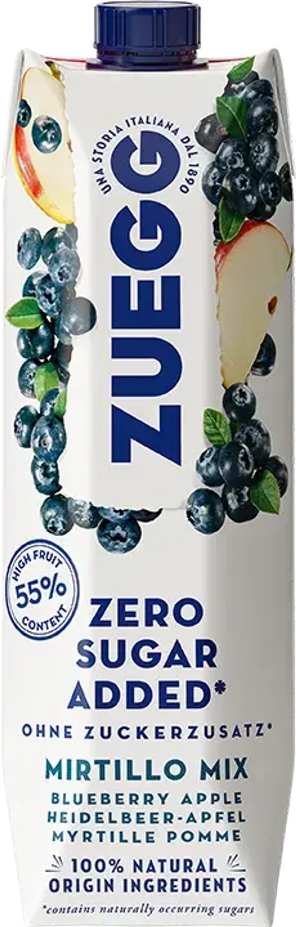 Сок Zuegg, Zero Sugar Яблоко-черника, Tetra prism 1 л.
