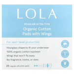 Lola, органические хлопковые диски с крылышками, обычные, ультратонкие, 20 шт.