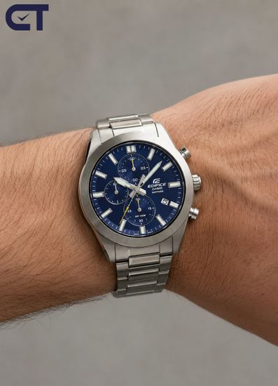 CASIO EFB-710D-2AVUDF EDIFICE мужские наручные часы — стальной хронограф с синим циферблатом и сапфировым стеклом