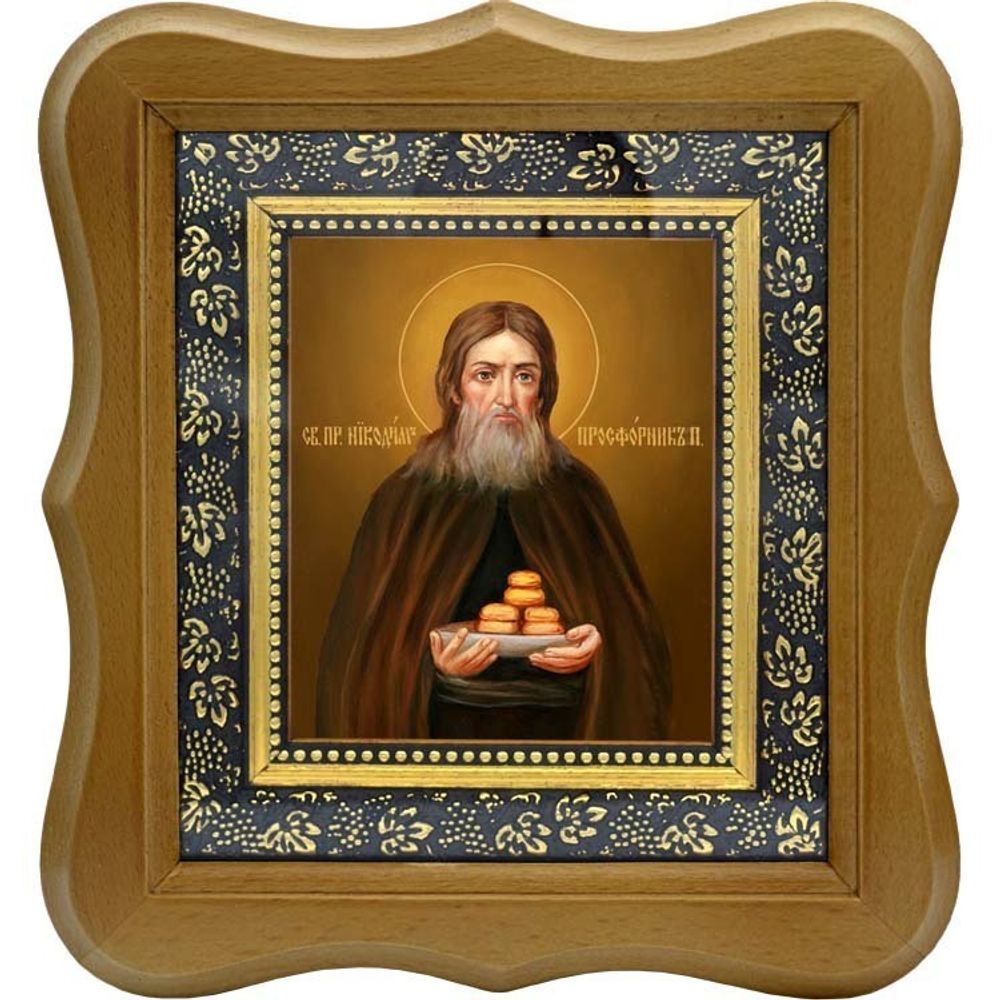 Никодим Печерский, преподобный просфорник. Икона на холсте.