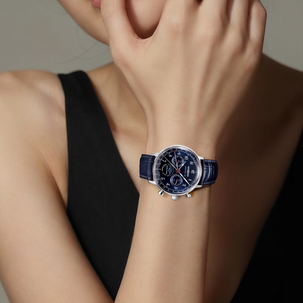ZEPPELIN Hindenburg Collection Quartz Movement Women"s Watch Blue Dial Stainless Steel Case
