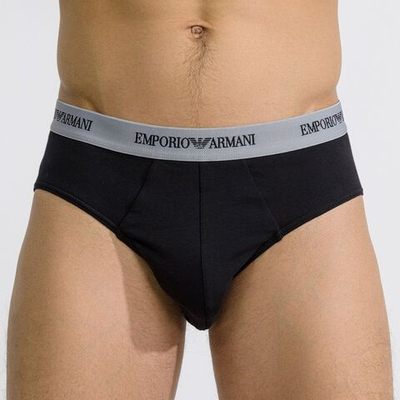 Набор из 2 мужских трусов-брифов Emporio Armani - черных и серых (Размер: M) (Цвет: разноцветный)