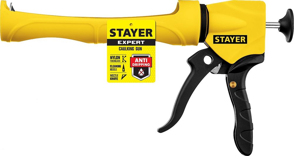 STAYER 310 мл, антикапельная система, полукорпусной пистолет для герметика, Professional (06690)