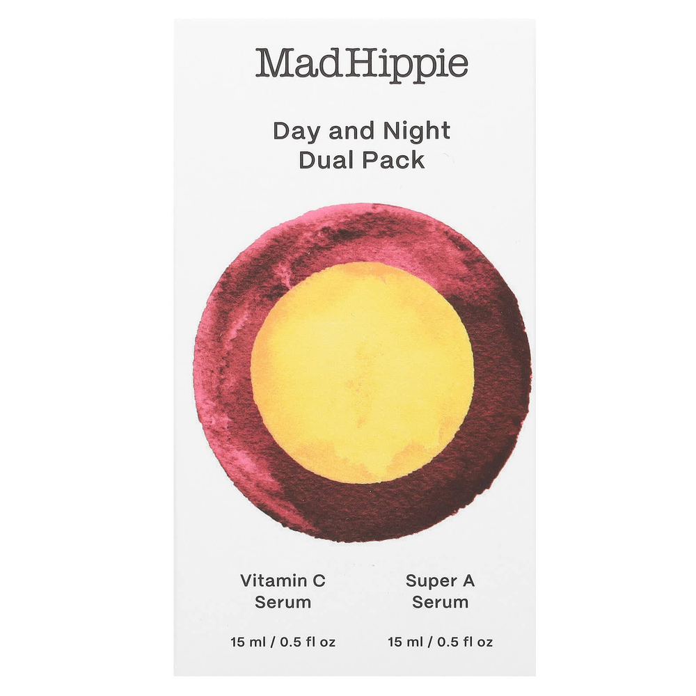 Mad Hippie, дневная и ночная сыворотка, с витамином С и супер сывороткой А, 2 флакона по 15 мл (0,5 жидк. унции)