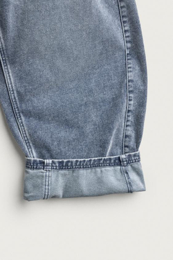 ZARA ДЖИНСЫ BALLOON FIT С НАЧЕСОМ, ГОЛУБОЙ