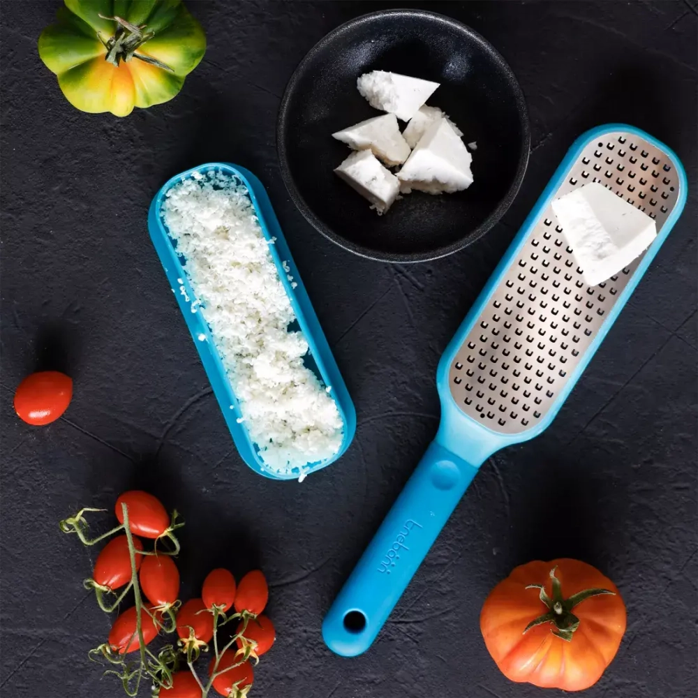 Терка мелкая с ручкой с контейнером 27.5см Trebonn Kitchen Tools голубой