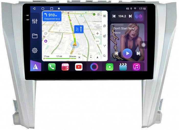 Магнитола для Toyota Camry 55 2014-2018 (рамка серебро) - FarCar S400-TS18 монитор 10.36" QLED на Android 14, CarPlay, 4G SIM-слот