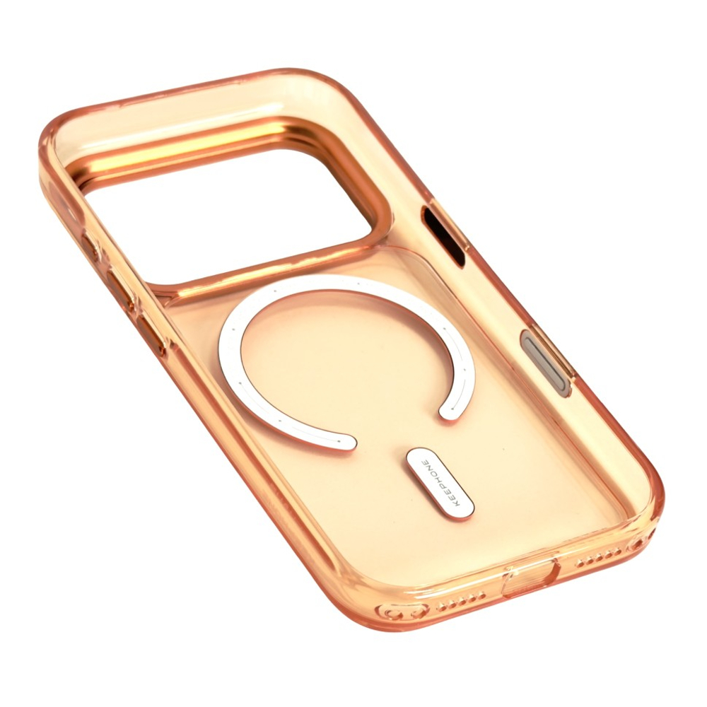 Накладка для i-Phone 17 Pro Max Keephone Magicam MagSnap с подставкой оранжево-прозрачный