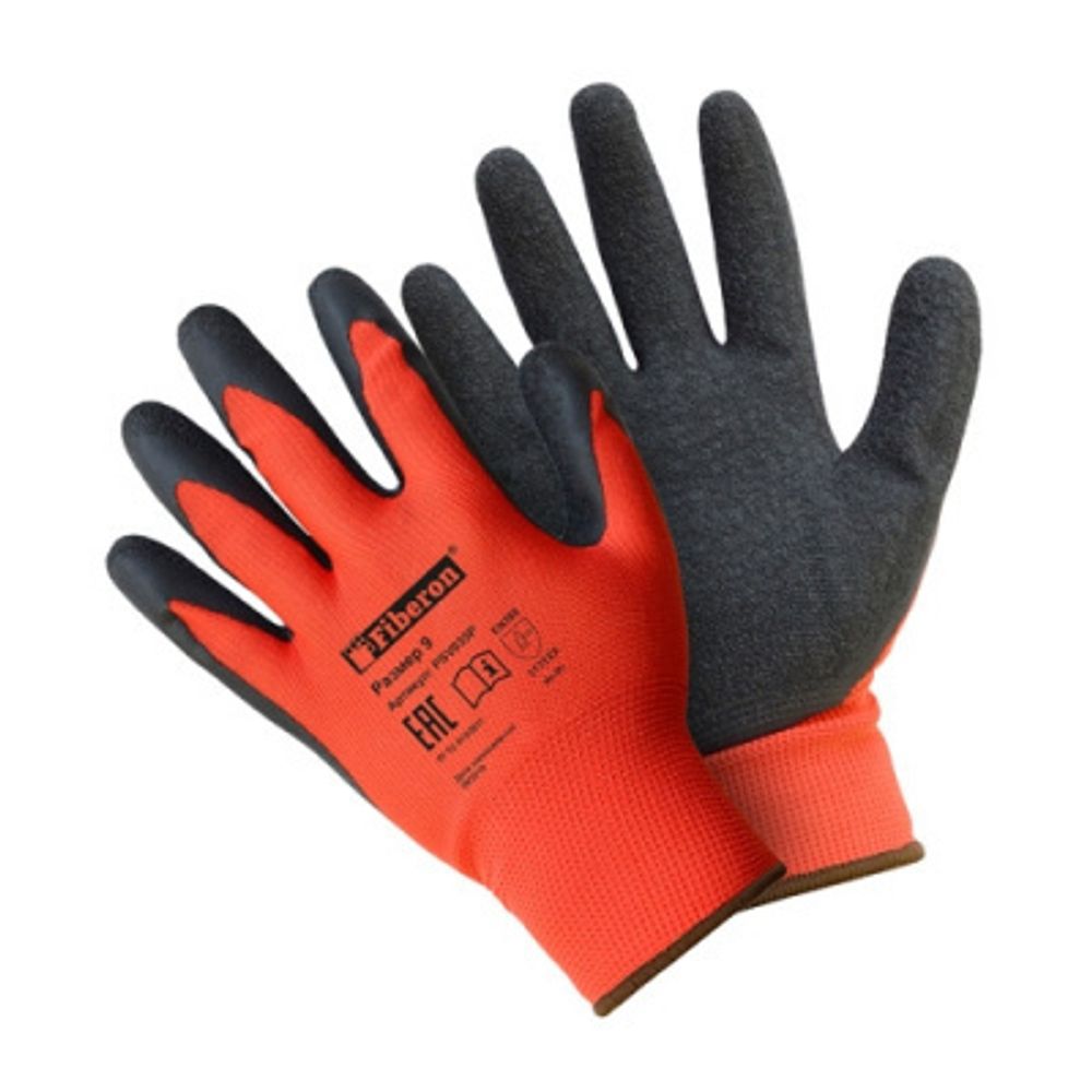 Перчатки Fiberon из п/э с тесктур латексным покр L PSV035P