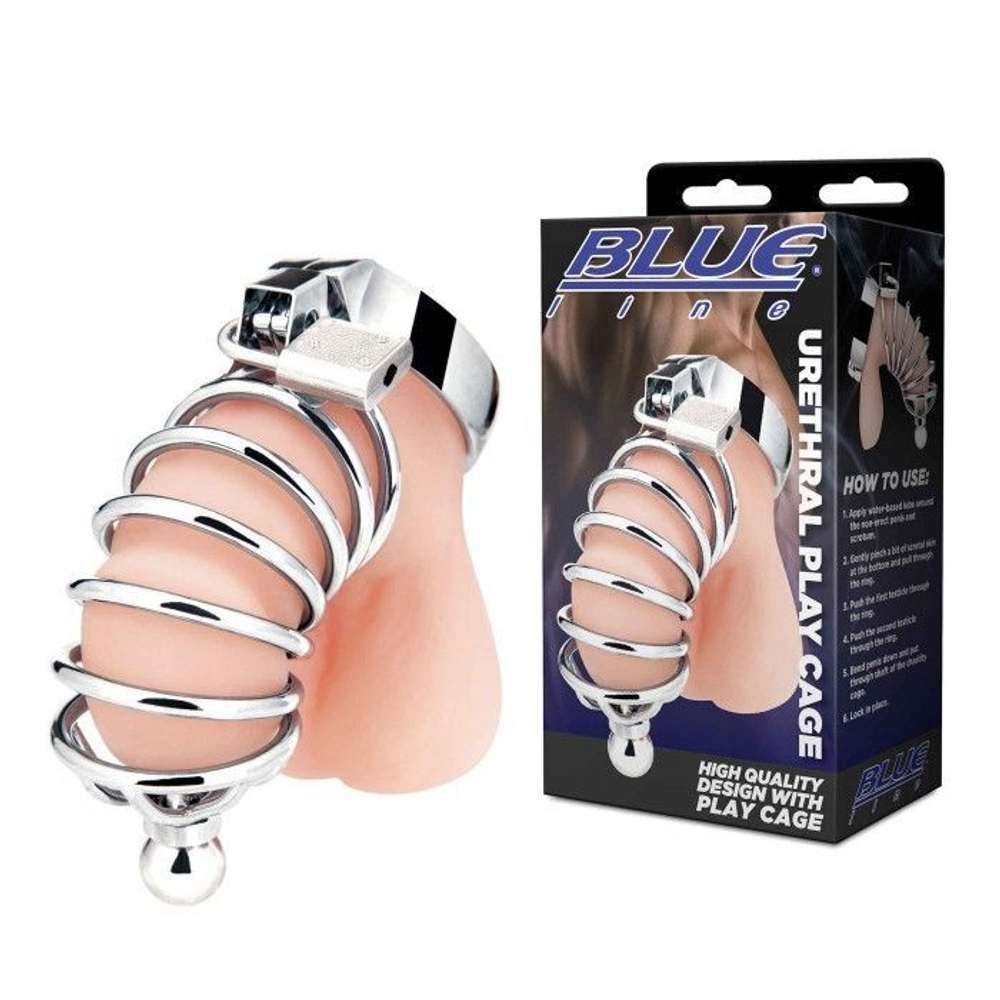 Серебристая клетка для члена Urethral Play Cage (Цвет: серебристый)