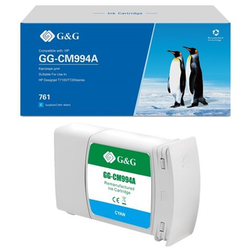 Картридж G&G аналог HP CM994A (761) для DesignJet T7100, голубой (400 мл)