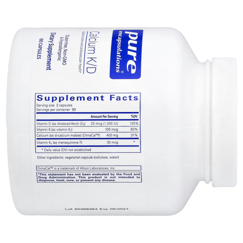 Pure Encapsulations, Calcium K/D, 180 Capsules