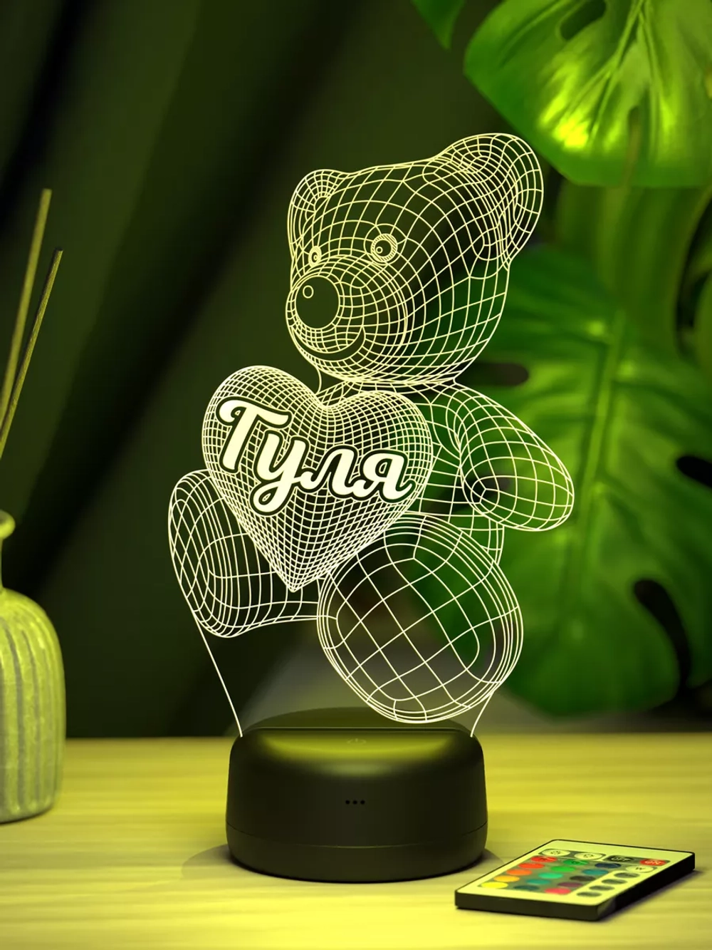 Ночник "Именной мишка Гуля" - подарок девушке, девочке