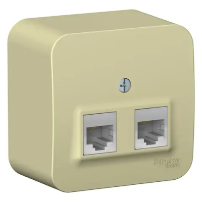 BLANCA О/У РОЗЕТКА двойная компьютерная RJ45, кат.5E, ИЗОЛ.ПЛ., БЕЖЕВЫЙ