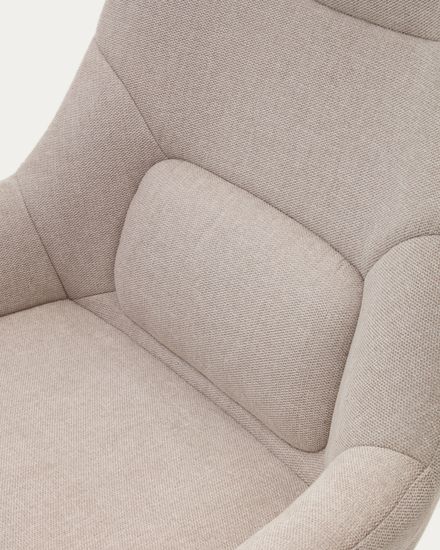 Celida Вращающееся кресло из бежевой синели и стали с черной отделкой Испания 