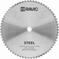 Диск пильный TCT по стали Ravic, 355×25,4 мм, Z=66, арт. 210.0355