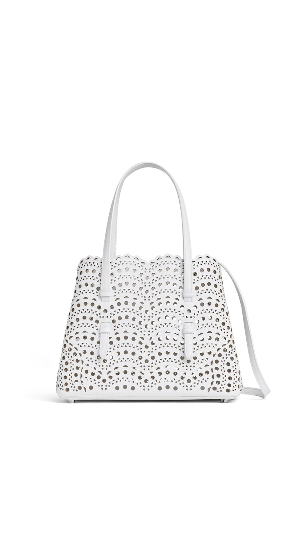 ALAÏA СУМКА MINA 25 ИЗ ТЕЛЯЧЬЕЙ КОЖИ, КРЕМОВЫЙ