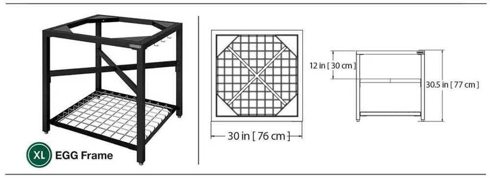 Модуль УГЛОВОЙ базовый EGG Frame для гриля ХL, цвет черный (Big Green Egg)