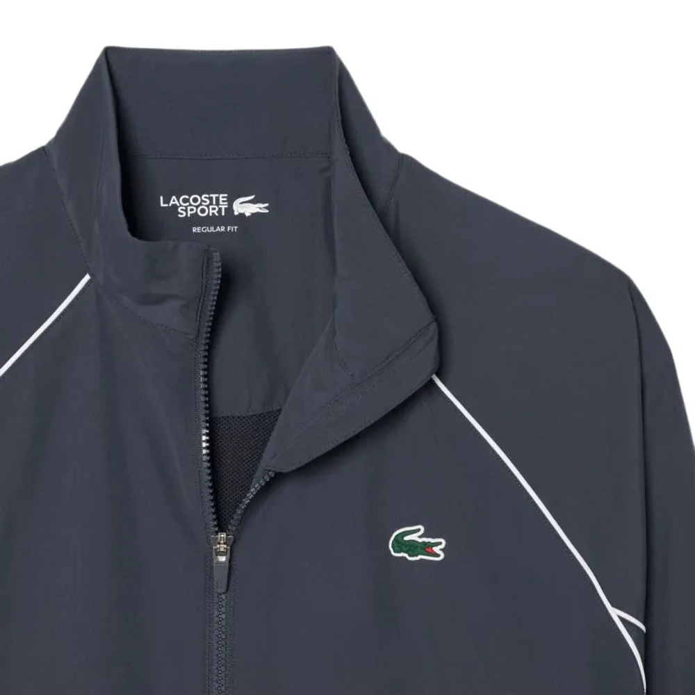 Мужская теннисная куртка Lacoste Sport Water-Repellent Trim Accent Track - dark grey/white