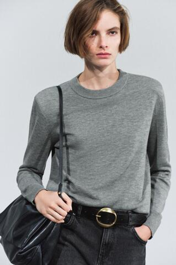 ZARA КОЖАНЫЙ РЕМЕНЬ С КРУГЛОЙ ПРЯЖКОЙ, ЧЕРНЫЙ