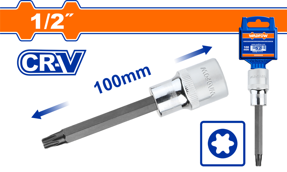 Бита WADFOW WSC5214 TORX T30 1/2" 100 мм