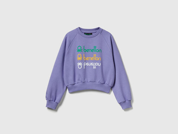 Benetton Укороченный свитшот из 100% хлопка c принтом «Stranger Things», сиреневый